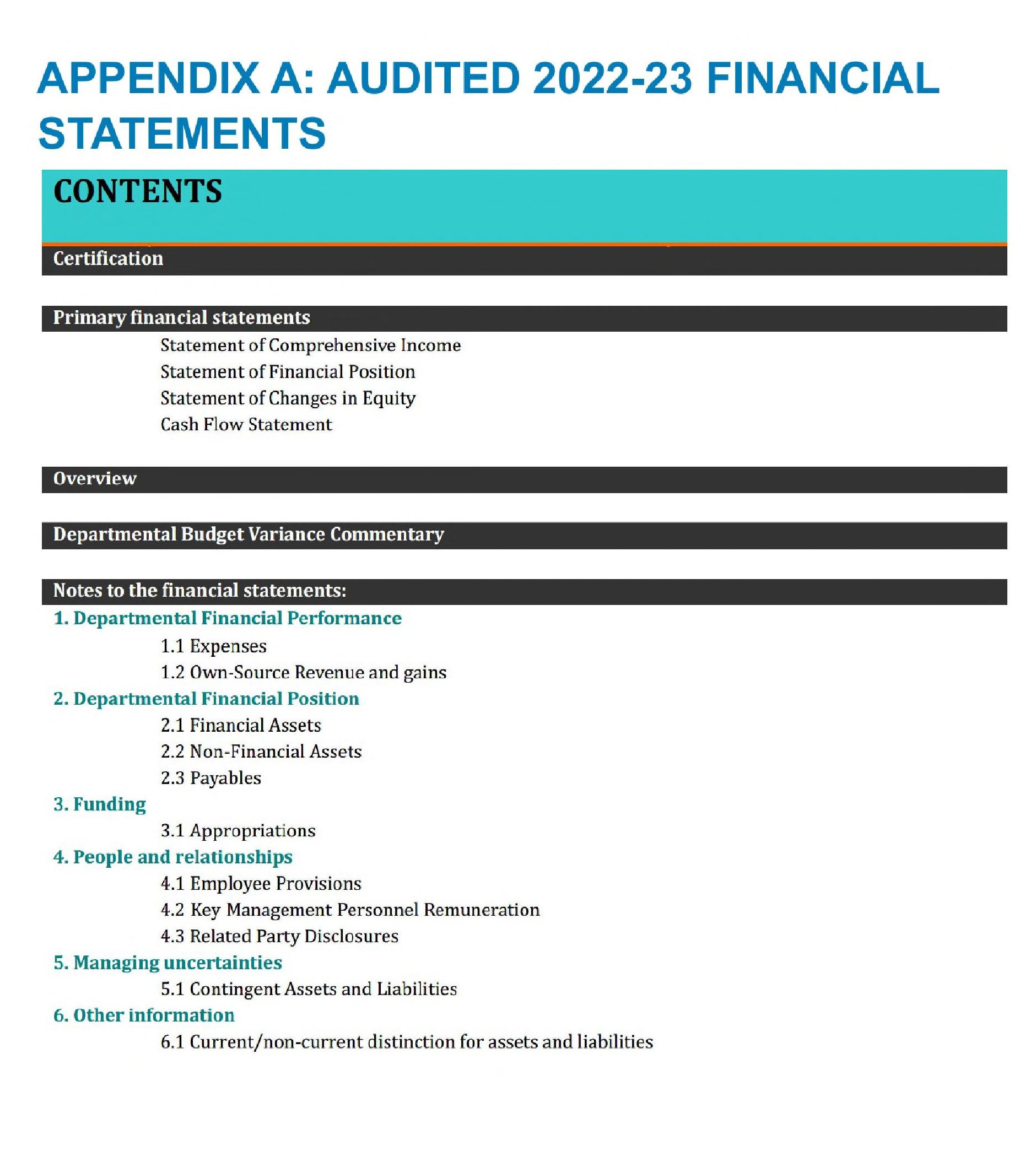 Financial Report Appendix Examples Transparency Portal