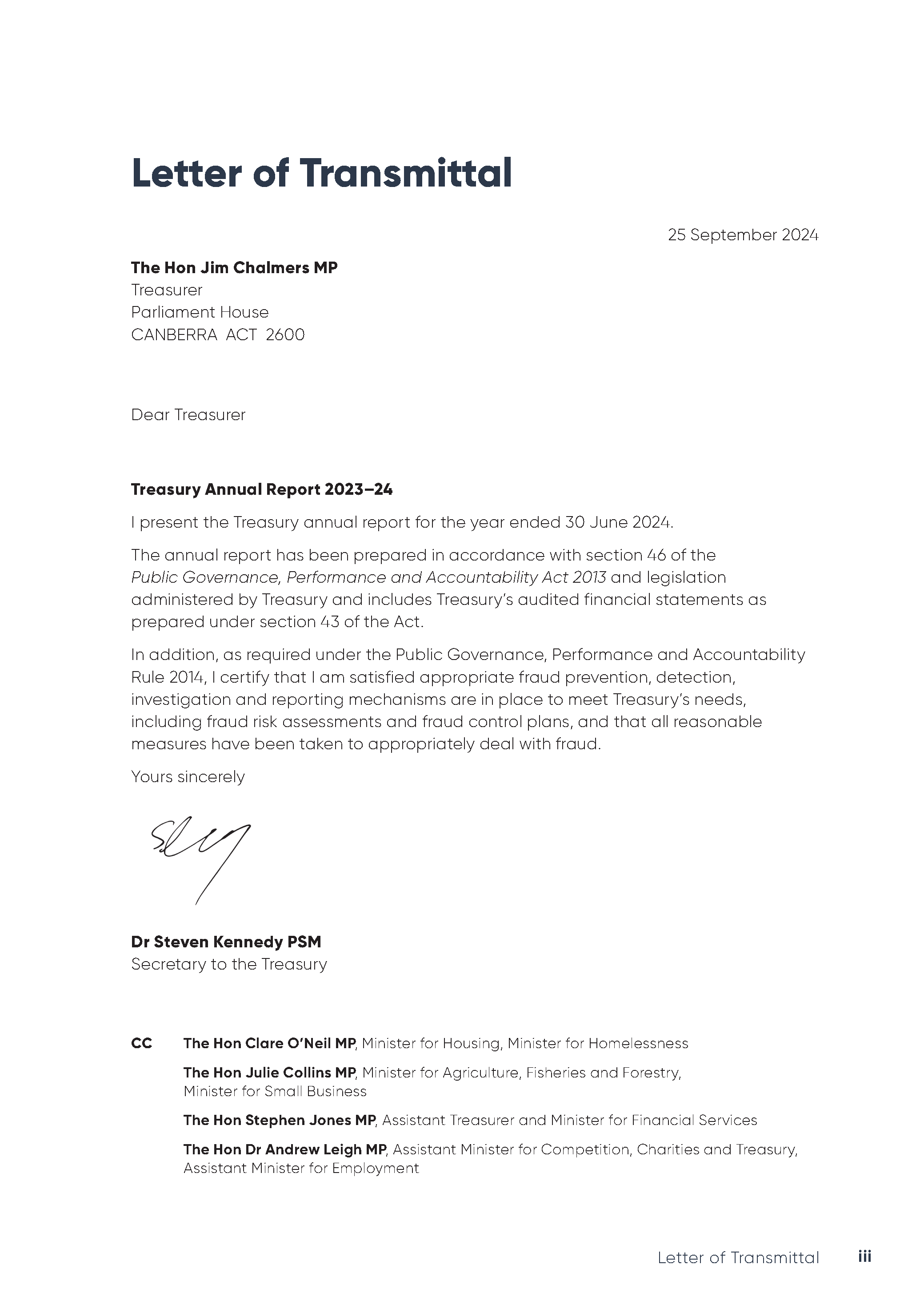 Treasury Letter Transparency Portal